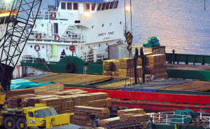 Rimbunan Hijau timber bound for Australia in Papua New Guinea.