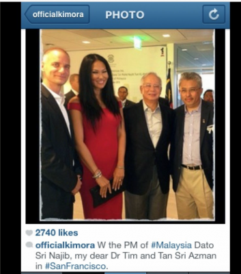 GSI's trendy Malaysia boss Tim Leissner   model wife Kimora Lee Simmonds and PM Najib Razak, who with his wife Rosmah is their friend according to Facebook