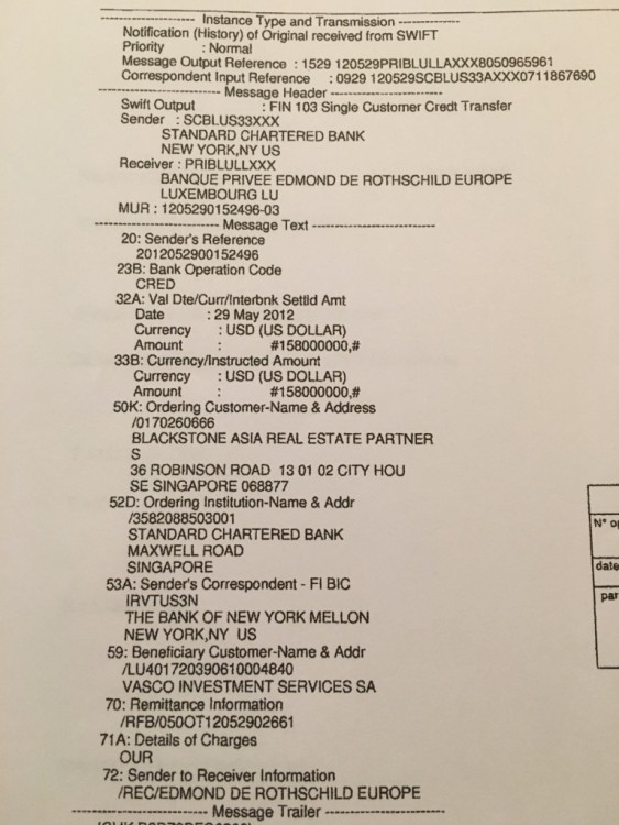 Documents in the possession of SR confirm Al Qubaisi is the shareholder of Vasco Trust