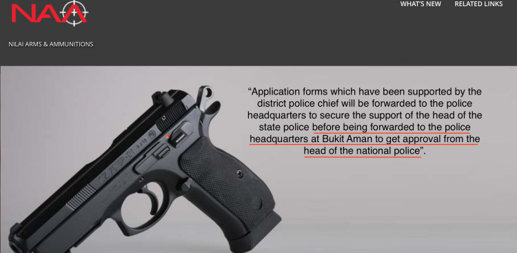 Google translation of the section of the police website on guns linked to by the Nilai website http://www.rmp.gov.my/pelesenan-senjata-api/pengenalan