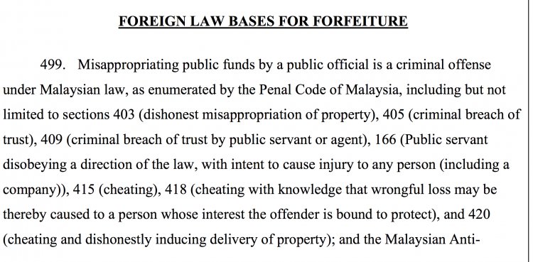 It's criminal in Malaysia too! DOJ reminds Malaysia's law and order enforcers what their duty is regarding Malaysian Official No 1