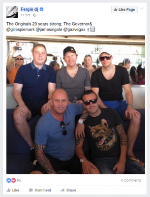 Hakkasan CEO Moffitt (top centre) posing with Hakkasan DJs and 'crowd' - posted today on Facebook