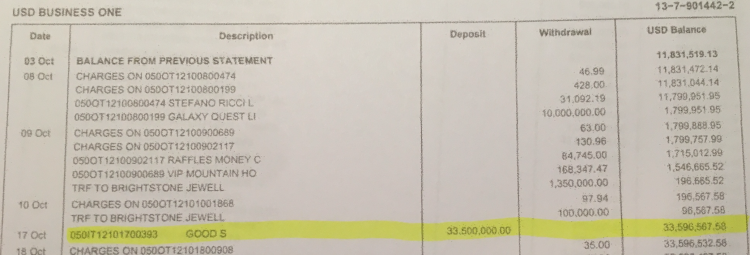 Payments came in from Good Star.. then at the end of the month the account was cleaned out to Good Star again