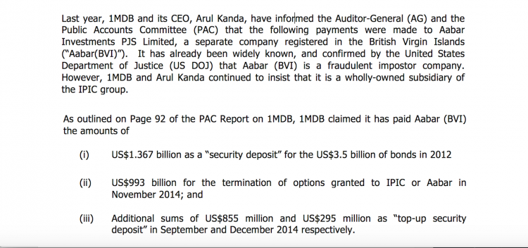 The money 1MDB still alleges it paid to IPIC totals $3.5 billion and yet yesterday's settlement is an admission that IPIC never received it.