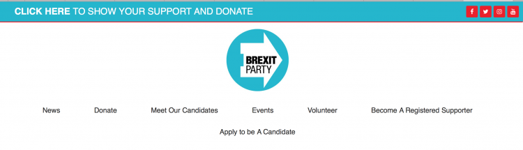 The Party's website leads to Paypal with just on click on the Donate button