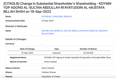 Raising the stake of the Agong in the company bidding for the public contract