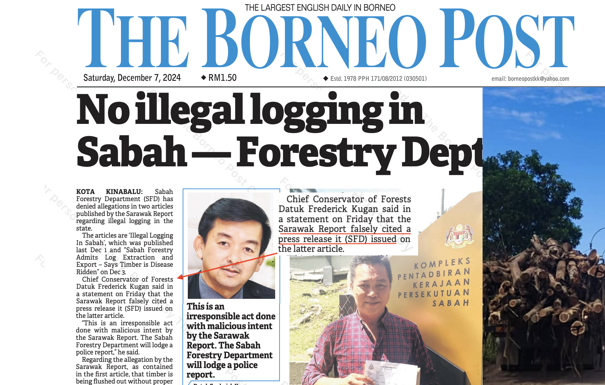 Sabah Forestry Department Complaints – Clarification Required